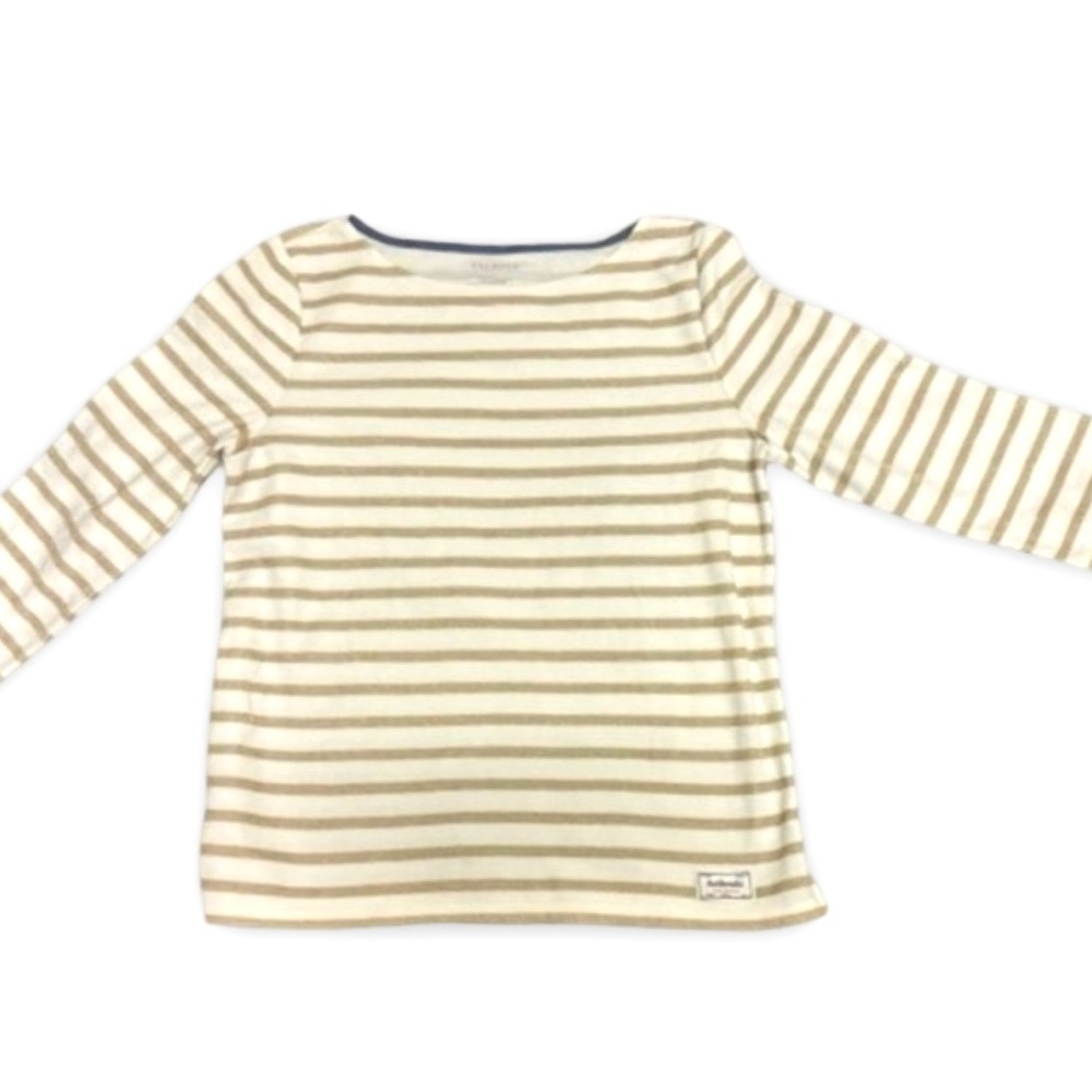 Talbots Gold Metallic Striped Long-Sleeve Top - Size L